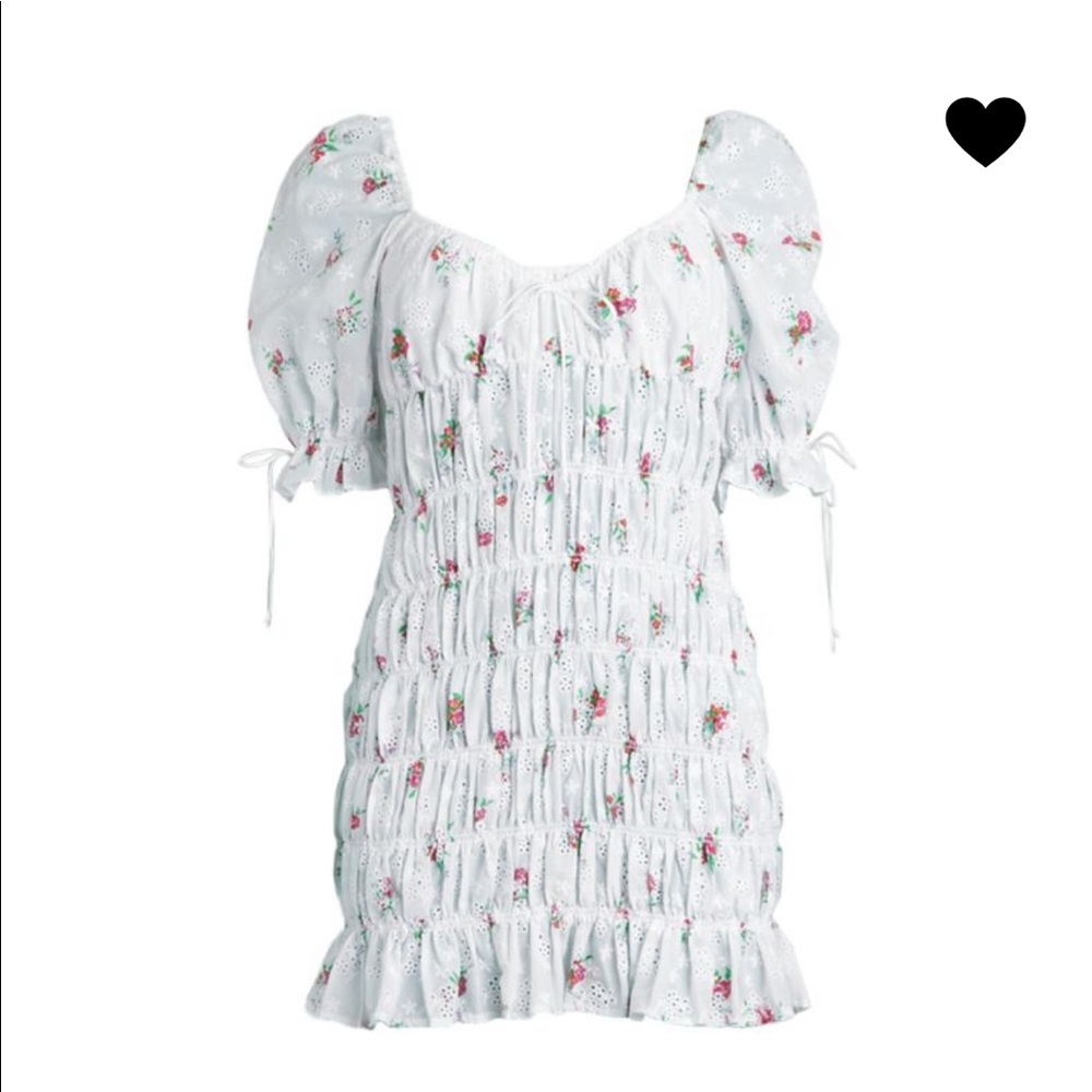 FOR LOVE & LEMONS
Smocked Puff-Sleeve Eyelet Dress white S NWT